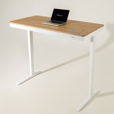 Умный стол 140×70 белый | массив дуба