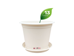 Горшок для растений с поддоном цвета - слоновая кость, 13 литров