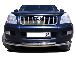 Защита переднего бампера двойная(радиус) d60/42 для Toyota Land Cruiser Prado 120 (2003-2009)