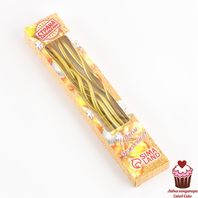 Свечи для торта "Серпантин" 6 шт, золото