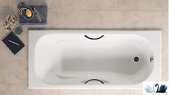 Ванна Roca Malibu 2315G000R 150 x 75 см, чугунная, прямоугольной формы, с отверстиями для ручек