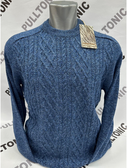 Мужской свитер однотонный без горла синий 02