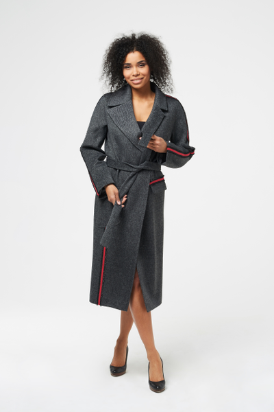 Женское драповое пальто с лампасами Флирт 583