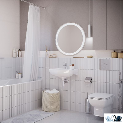 Комплект ПЭК Santek Нео rimless 1.WH50.1.572. Инсталляция с кнопкой (хром, глянец) и подвесной безободковый унитаз с сиденьем микролифт