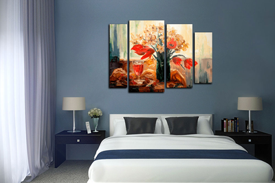 Модульная картина "Цветы и вино"