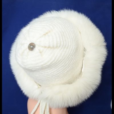 Шапка белая с мехом Vizio Италия 5580
