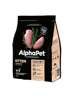 AlphaPet (АльфаПет) Superpremium сухой корм для котят, беременных и кормящих кошек с цыпленком, 400 г