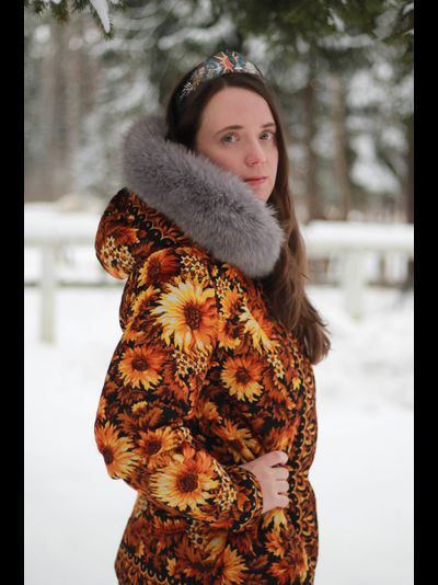 Куртка из павлопосадского платка "Солнце"