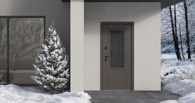 Стальная дверь   Дравит с окном и лазерной резкой (терморазрыв 3к). Заказная модель.