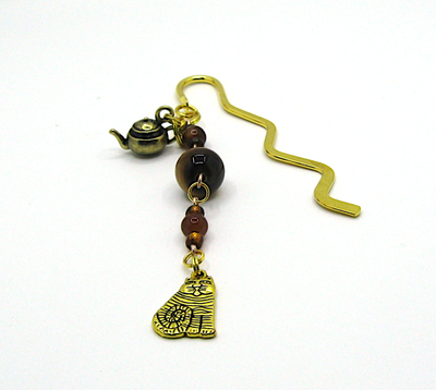 Закладка "Уютный вечер" с агатом и тигровым глазом