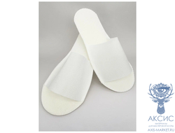 Тапочки с открытым мысом на жесткой подошве спанбонд/пенополиэтилен белый 1 пара
