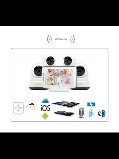 Видеоняня Ramicom VRC250, монитор 5" с 4 поворотными видеокамерами, HD