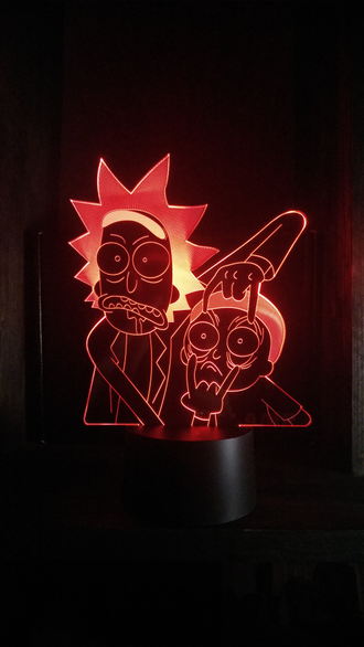 3d lampa nochnik rik i morti kupit v