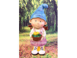 ГНОМ ДЕВОЧКА с цветком  31*13*15см  0,9кг  полистоун Россия 1620//012274