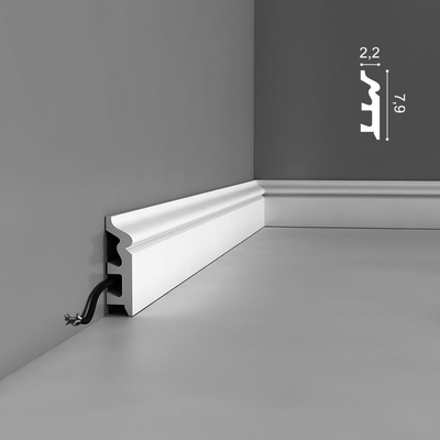 Плинтус ORAC Decor SX122, дюрополимерный, влагостойкий, ударопрочный, под покраску, длина 2 метра