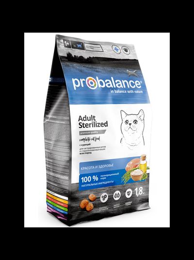 Корм Probalance Sterilized для стерилизованных кошек курица 1,8 кг