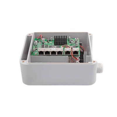 Уличный блок питания/Коммутатор 6 портовый PV-POE04G2W - 4xPoE 10/100 Мбит/c, 2xLAN 1000 Мбит/c, бюджет PoE 65 Вт, IP66 (Версия: 279)