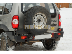 Задний силовой бампер серии Трофи на Chevrolet NIVA 2002-2020 (03.117.02)