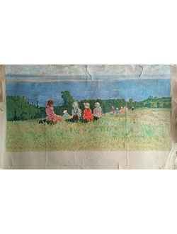 "Дети" плотная бумага акварель, белила Мазитов А.Н. 1960-е годы