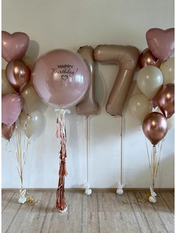 Набор шаров с гелием "Пудровое золото" 2 цифры