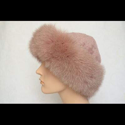 Дизайнерская шапка с мехом песца Vizio Италия 6750 CCP розовая