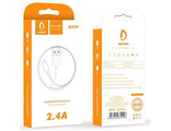 6973224872446	Дата-кабель Denmen D22V, micro USB, силикон, 1.0 м, круглый, белый, фирменная упаковка