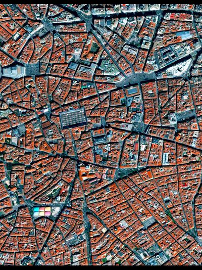 Картина обогреватель, спутниковое фото Ла Латина центр Мадрида