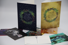 Открытки. Материал: тачкавер, печать у/ф-отверждаемыми чернилами, лазерная печать