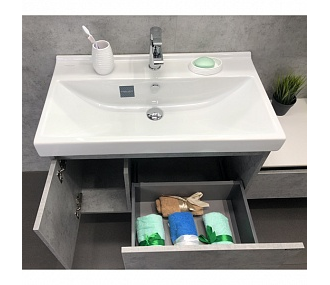 Тумба-умывальник "Осло-80" бетон светлый с раковиной Fest 80 F01