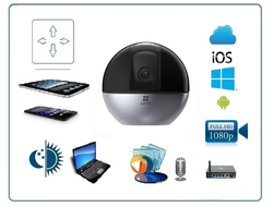 EZVIZ C6W моторизированная WiFi/LAN видеоняня с DVR. Full HD 1080p (4 Мп)