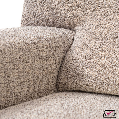 Чехол на классический угловой диван Микрофибра  Мираж Бежевый. Защита мягкой мебели от животных.