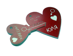 Парные кулоны Сердце-Ключ с Вашими именами