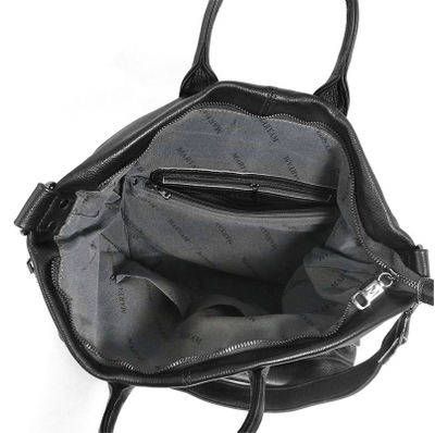 (АРТИКУЛ: 9442/82) СУМКА ЖЕНСКАЯ КОЖАНАЯ БОЛЬШАЯ, НАТУРАЛЬНАЯ КОЖА, ЧЕРНАЯ, С ШИРОКИМ ПЛЕЧЕВЫМ РЕМНЕМ