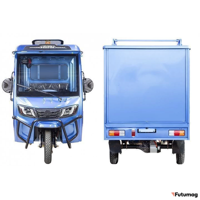 Грузовой электротрицикл Rutrike КАРГО Кабина Дуал синий
