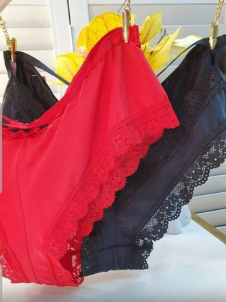 Трусики Виктория Сикрет набор 2 шт красный, черный L