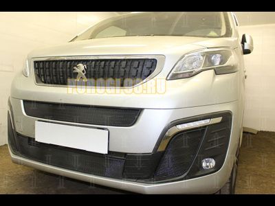 Защита радиатора Peugeot Traveller 2017- (2 части) середина+низ black