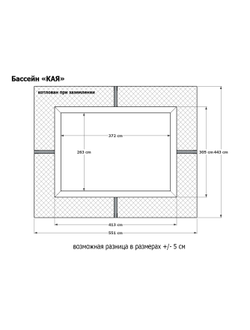 Деревянный морозоустойчивый бассейн "Кая" 370 х 260 х 145 см Кристалл прямоугольный
