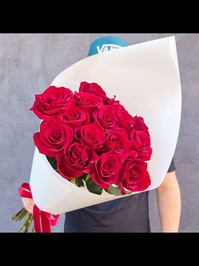 Букет красных роз Эквадор премиум 15 шт