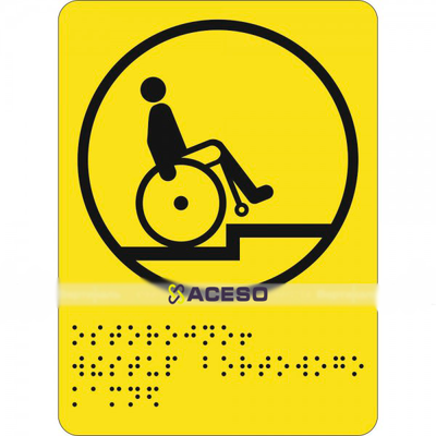 Г-12 Пиктограмма с дублированием информации по системе Брайля. Осторожно! Выступ бордюрного камня, п