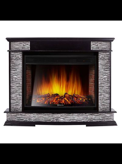 Портал Firelight Scala 30 камень сланец скалистый серый, шпон венге