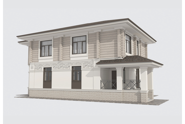 Эскиз дома. Наша задача - изготовить розетки и панели, которые расположены на фасаде дома между первым и вторым этажем.