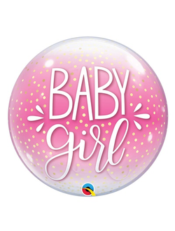 Шар баблс прозрачный Baby Girl конфетти 56см.