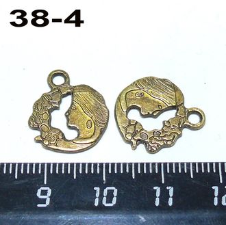 Подвеска №38-4: монетка "девушка" - цвет "антич.бронза" - ф 14мм