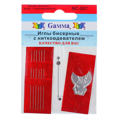 NC-207 Гамма Иглы бисерные с нитковдевателем 54мм 6шт.+ 1 нитковдеватель