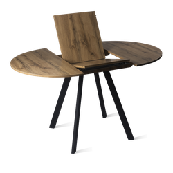 Лаунж стол круглый D900 (1300) раздвижной дуб вотан/черный муар