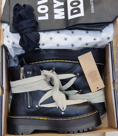 Dr. Martens x Rick Owens DRKSHDW Pentagram Jumbo Black Winter с мехом