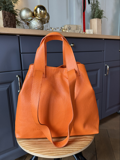 Женская сумка шоппер из натуральной кожи Vera Pelle цвет оранжевый 022033