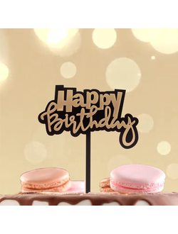 Топпер «С днём рождения», цвет чёрно-золотой