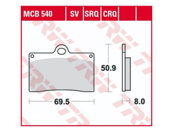 Тормозные колодки передние TRW MCB540SV для KTM, Honda, Gas Gas, Yamaha (Sinter Street SV)