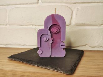 Свеча "Мужчина и женщина" фиолетово-сиреневая, 1 шт., 6 x 9 см